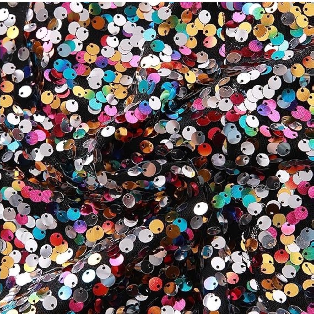 NWOT Sparkling Multicolor Sequin High Waist Shorts - Picture 4 of 7